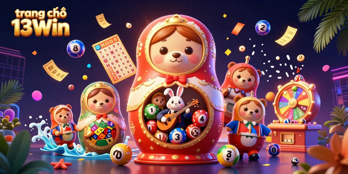 Experience the excitement of trang chủ 13Win with a vibrant casino-themed illustration featuring dynamic gaming elements.