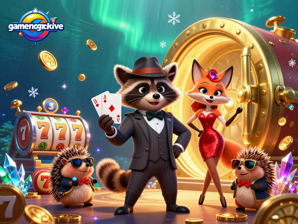 Join the whimsical raccoon and friends at gamenongtraivuive for thrilling casino poker adventures.