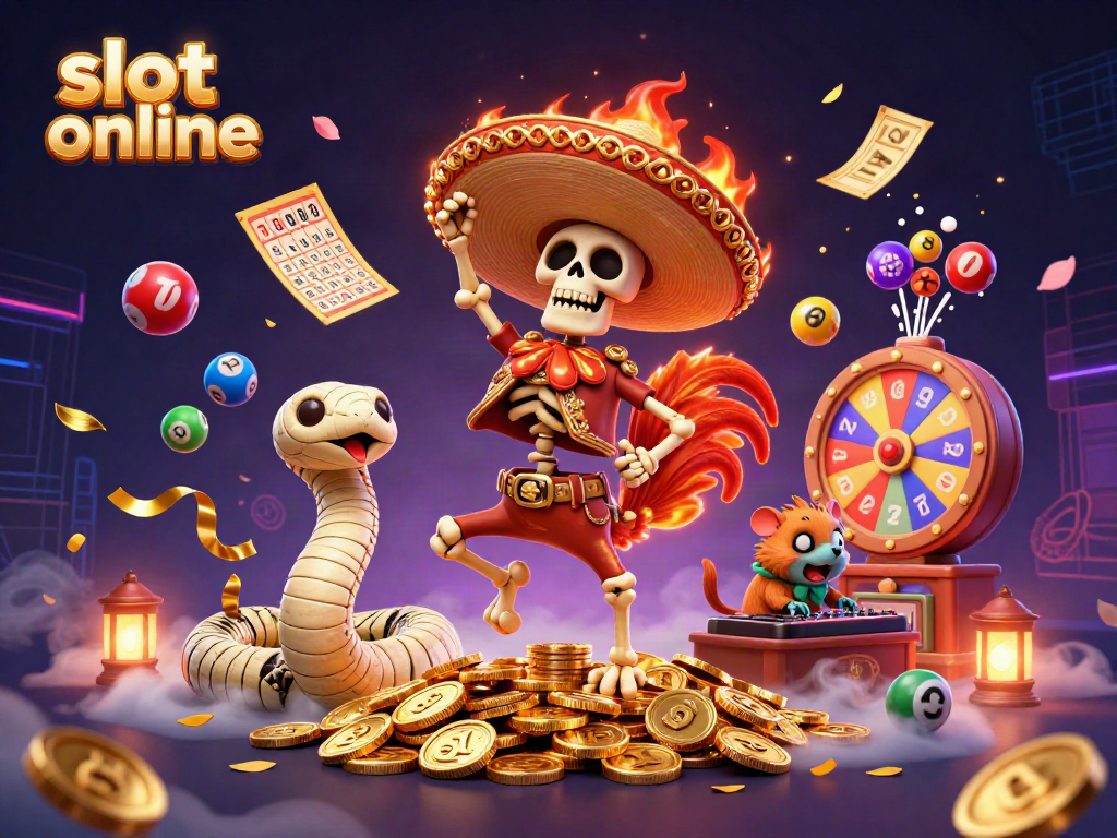 Experience excitement with slot online as a skeleton mariachi rooster dances on gold coins.