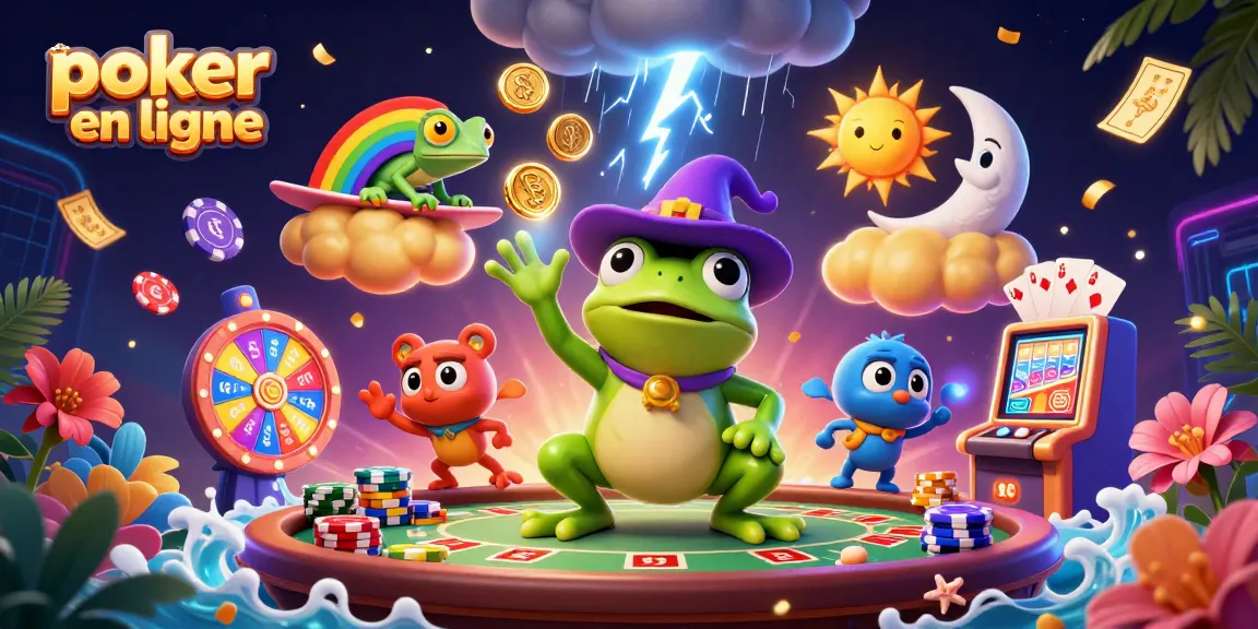 Jouez au poker en ligne avec des jetons colorés et une ambiance dynamique pour une expérience captivante.