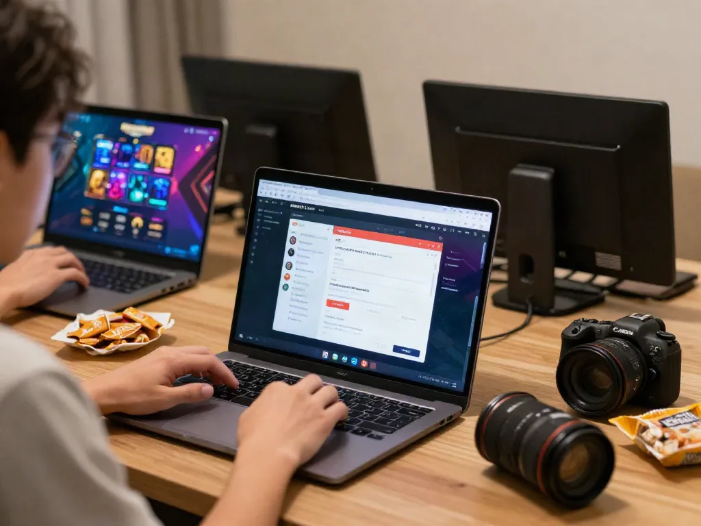 HARGATOTO login page displayed on a laptop during an exciting online gaming session.