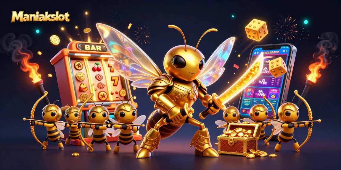 Spinning the reels at Maniakslot with an epic golden hornet and jackpot explosion.