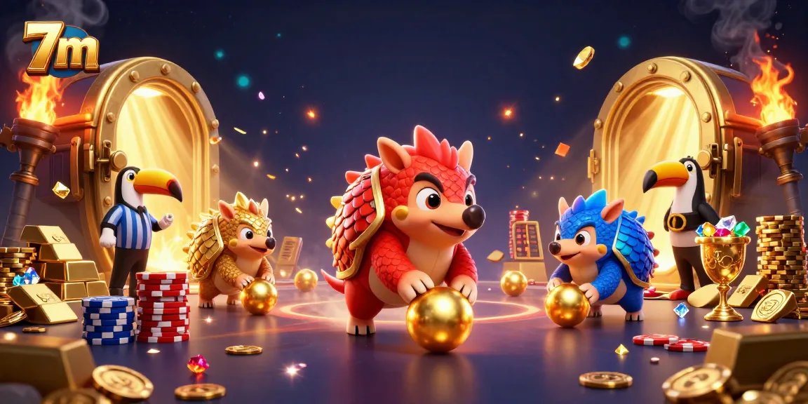 Experience 7m action with rival pangolins bowling through poker chip stacks and golden treasures.