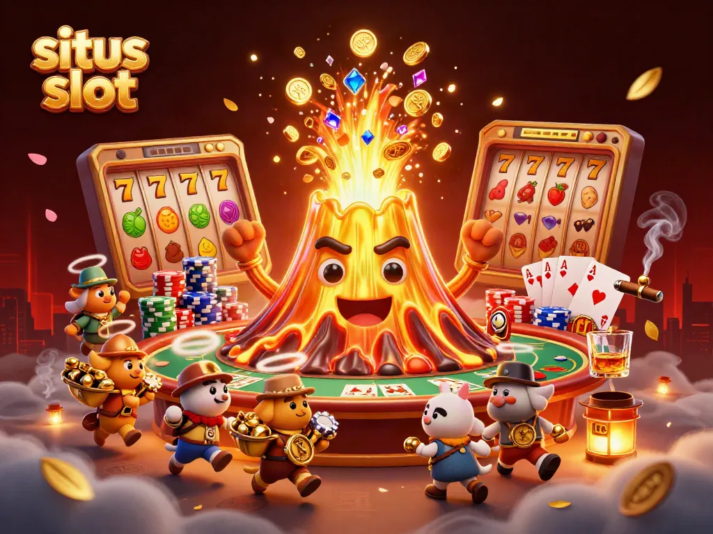 Guncang situs slot dengan gunung berapi emas yang memancarkan koin dan harta karun yang berlimpah.