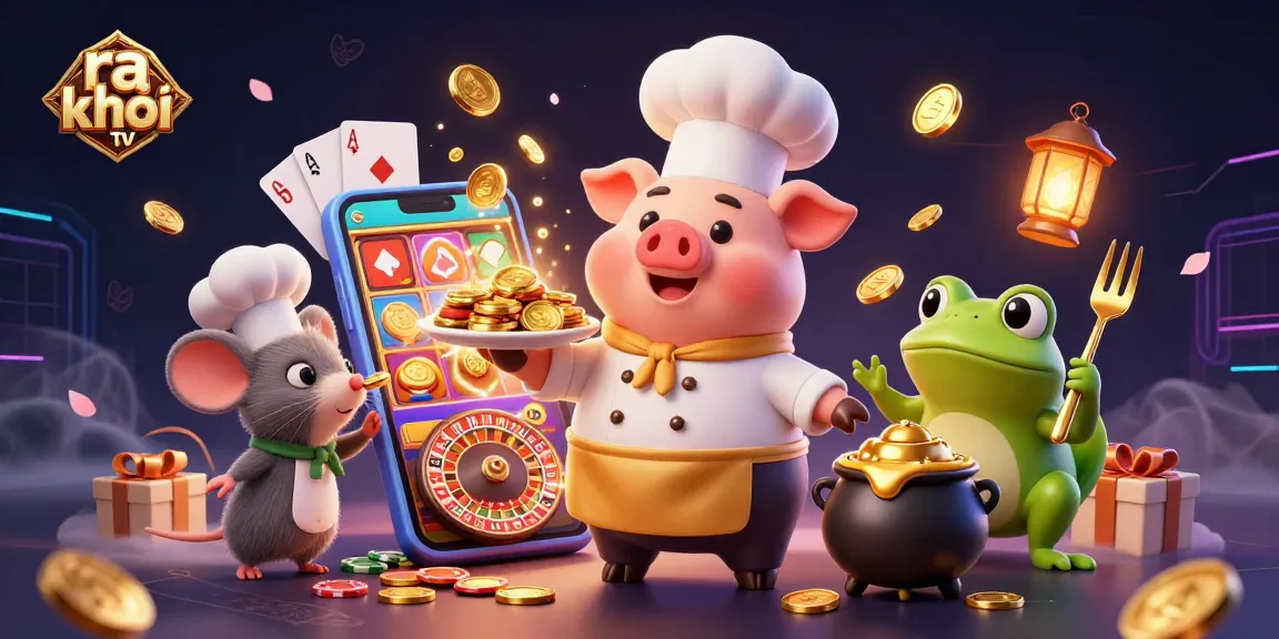 Bet on ra khơi tv while enjoying vibrant slots and thrilling casino action in this lively illustration.