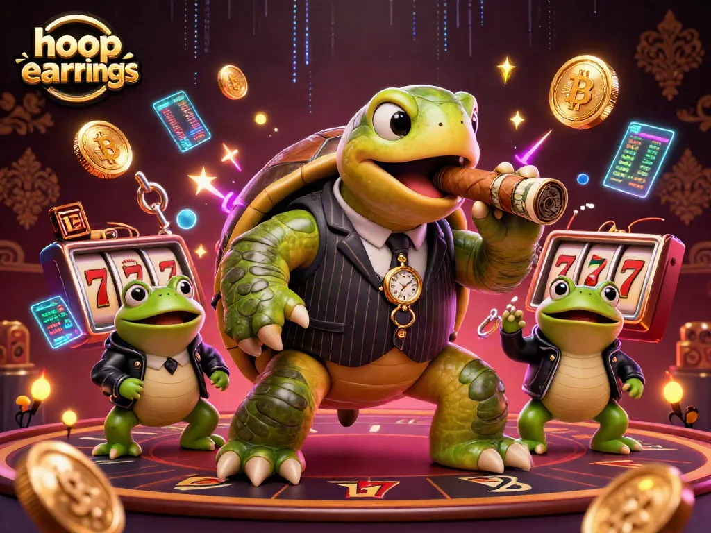 Spin and win with hoop earrings in a vibrant casino scene featuring a snapping turtle and bullfrog enforcers.