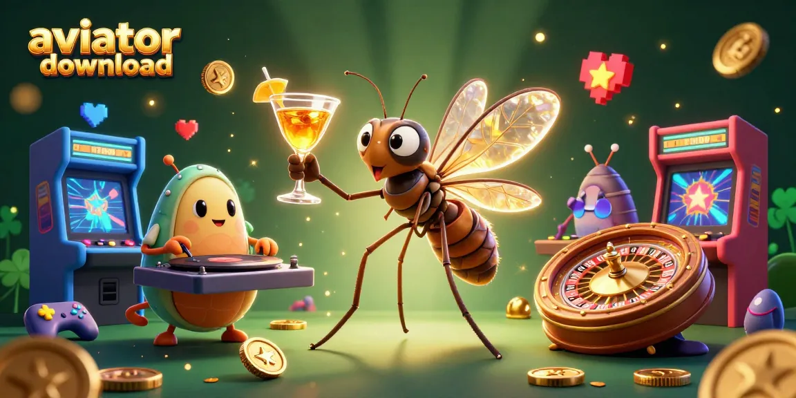 Experience thrilling gameplay with aviator download in a vibrant 3D casino scene featuring animated characters and retro gaming elements.