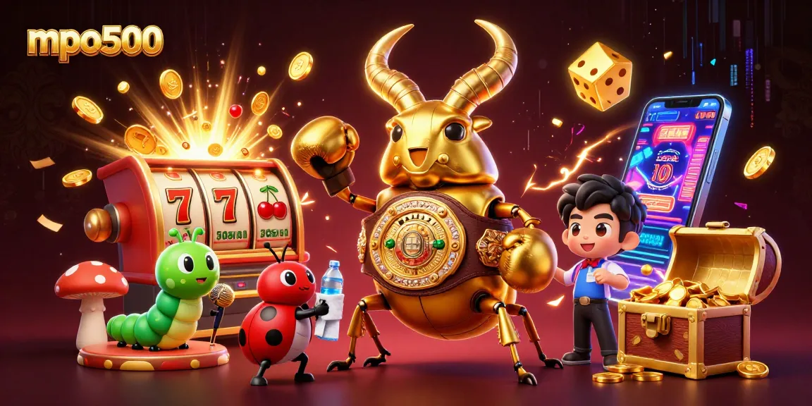 Engage in exciting mpo500 gaming surrounded by a vibrant slot machine jackpot atmosphere.