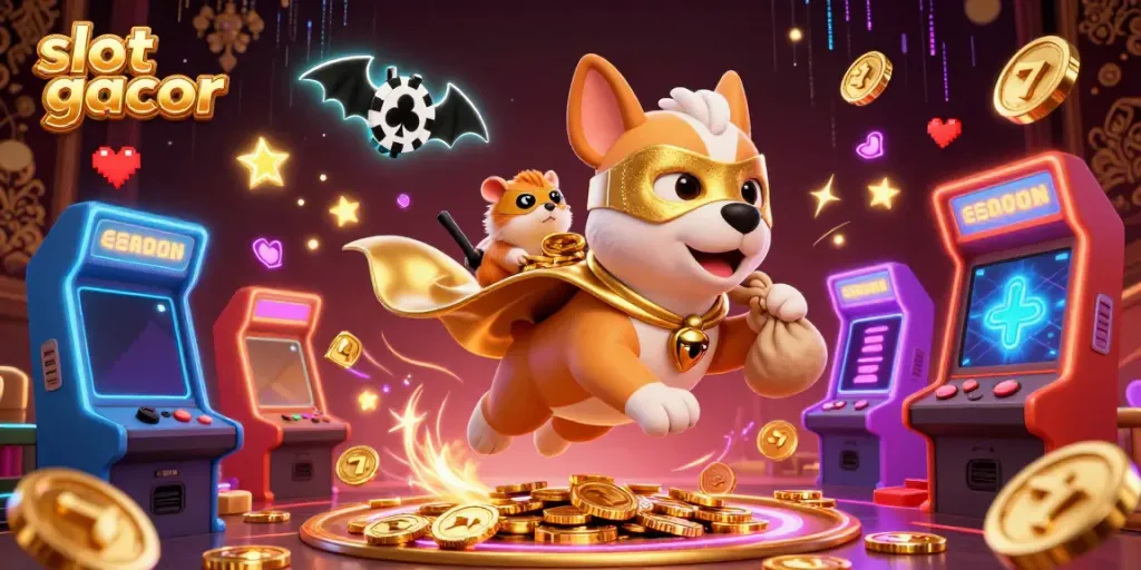 Experience thrilling slots with the fun superhero dog and hamster duo in a vibrant gaming world of slot gacor.