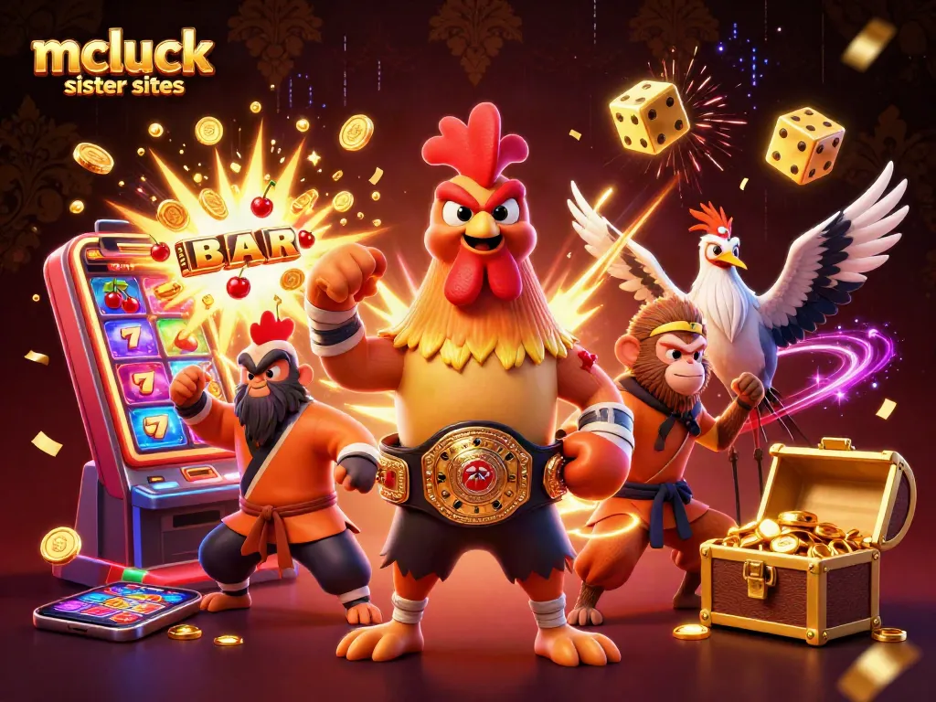 Engaging scene illustrating mcluck sister sites with vibrant casino elements and lively characters.