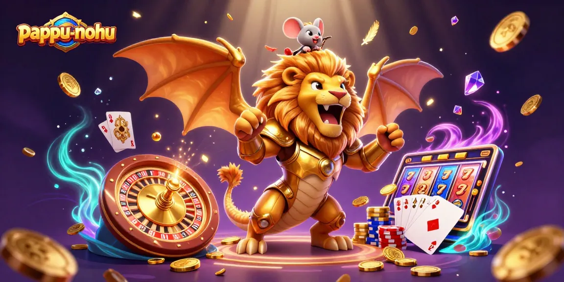 Pappu-nohu entertains with roaring creatures, cascading coins, and vibrant casino action.