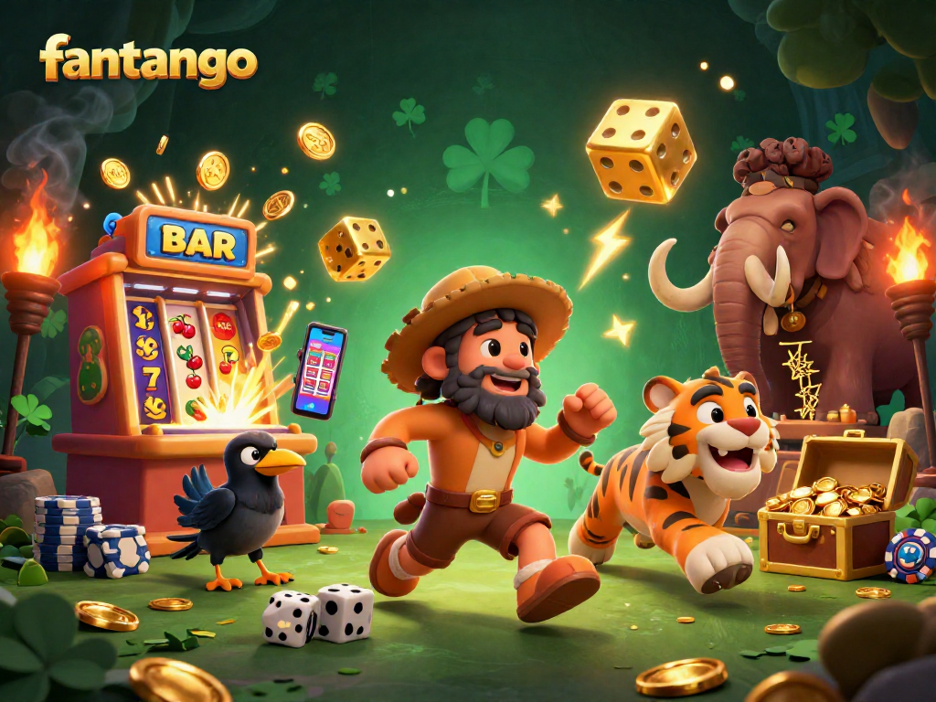 Experience the thrill of fantango with a dynamic casino scene featuring prehistoric characters and exciting gambling elements.
