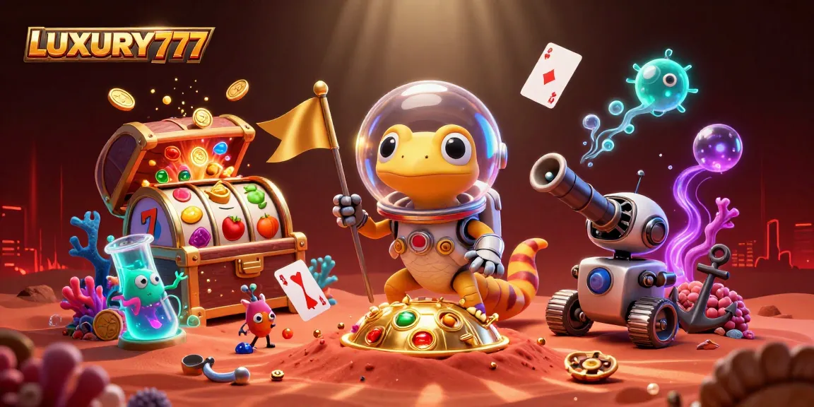 Memenangkan jackpot LUXURY777 dengan gecko Martian dan permainan slot di kasino emas