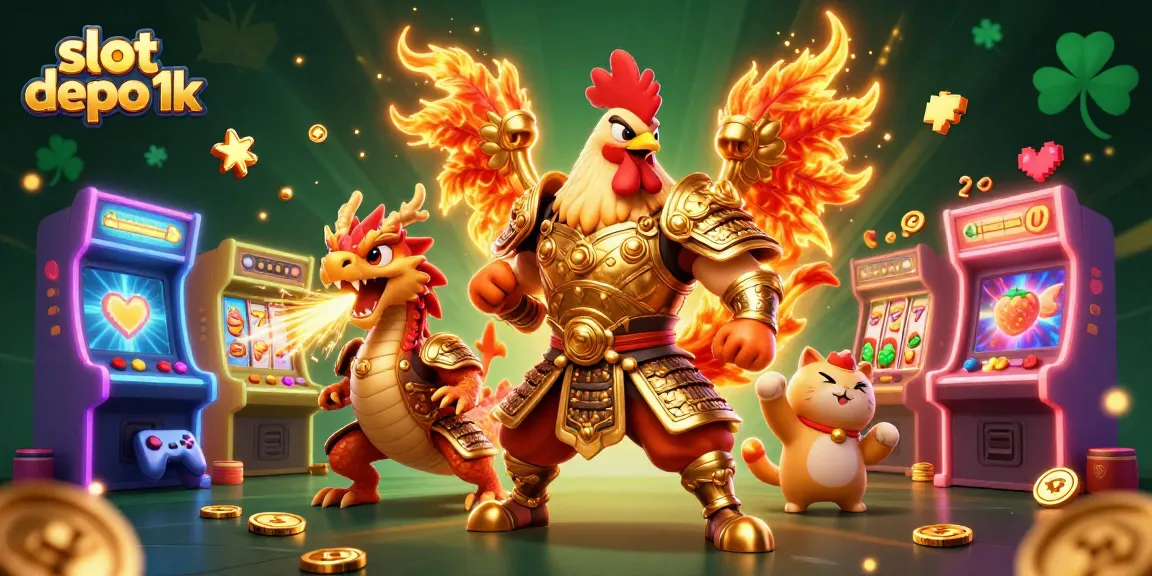 Playing slot depo 1k with thrilling cartoon characters surrounded by vibrant game elements.