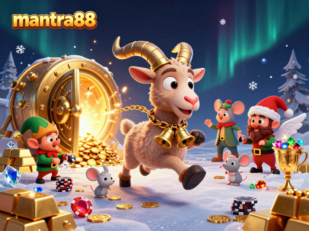Engage with mantra88 in a festive casino scene featuring animated characters in vibrant action.
