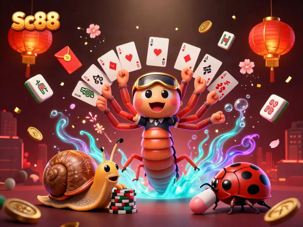 Engage in thrilling gaming action at Sc88 with dynamic characters and festive casino elements.