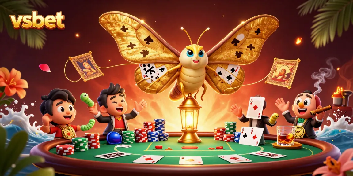 Experience vibrant gameplay at vsbet with golden-winged moth illustrating casino riches.