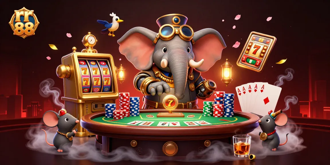 Engage in thrilling gameplay at rr 88 with steampunk elephants and vibrant casino elements.