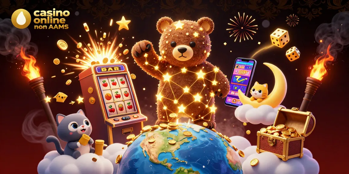 Giocando nel casino online non AAMS con simboli di jackpot e animali stellari.