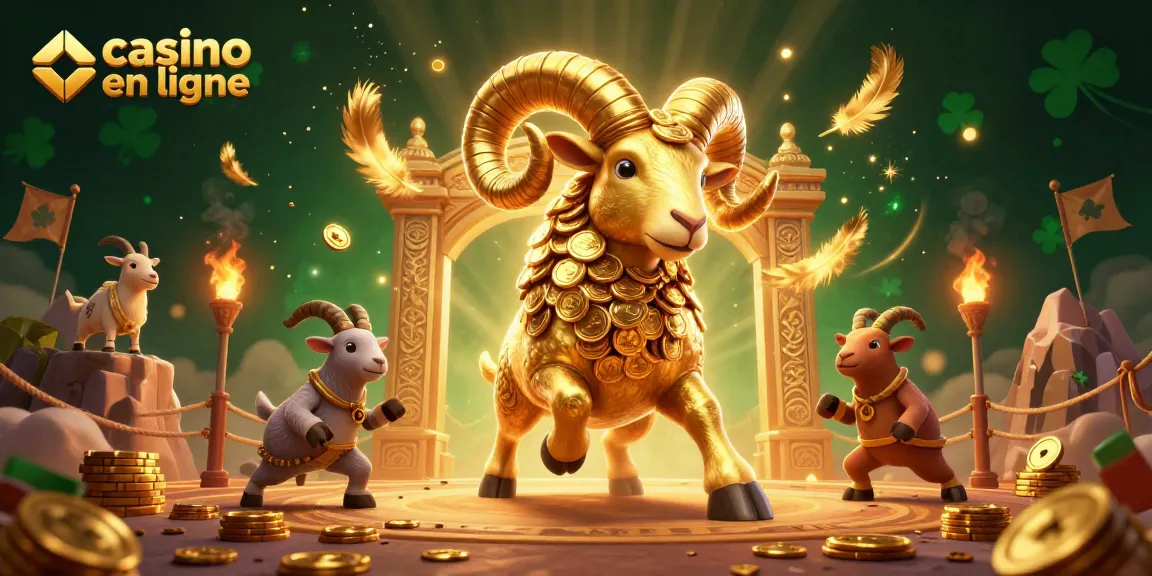 Découvrez un casino en ligne animé par un bélier doré, des éléments de jeu et une ambiance captivante.