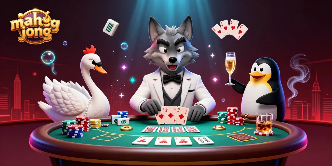 Play Mahjong tiles in a vibrant casino scene with 3D characters engaging dynamically.