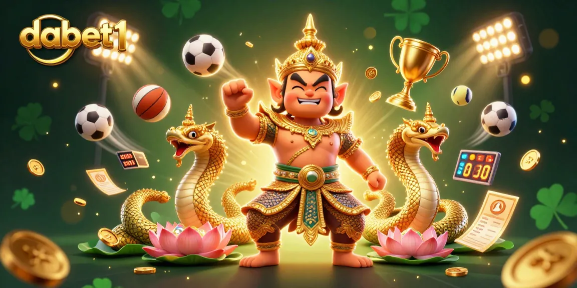 Engage with dynamic betting at dabet1 with vibrant 3D casino illustration featuring sports elements.