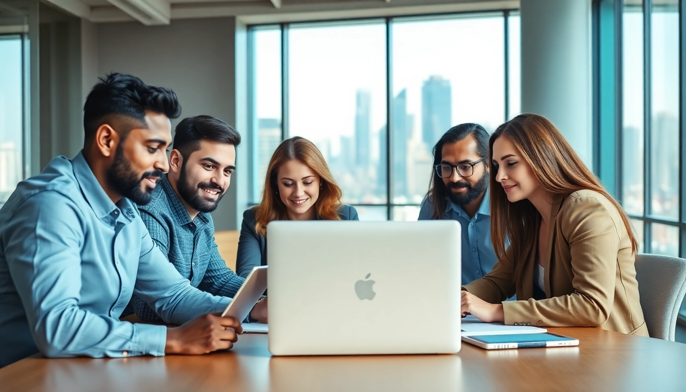 Enhance efficiency with Superhuman for sales in a vibrant office setting. Sales representatives collaborate effectively.