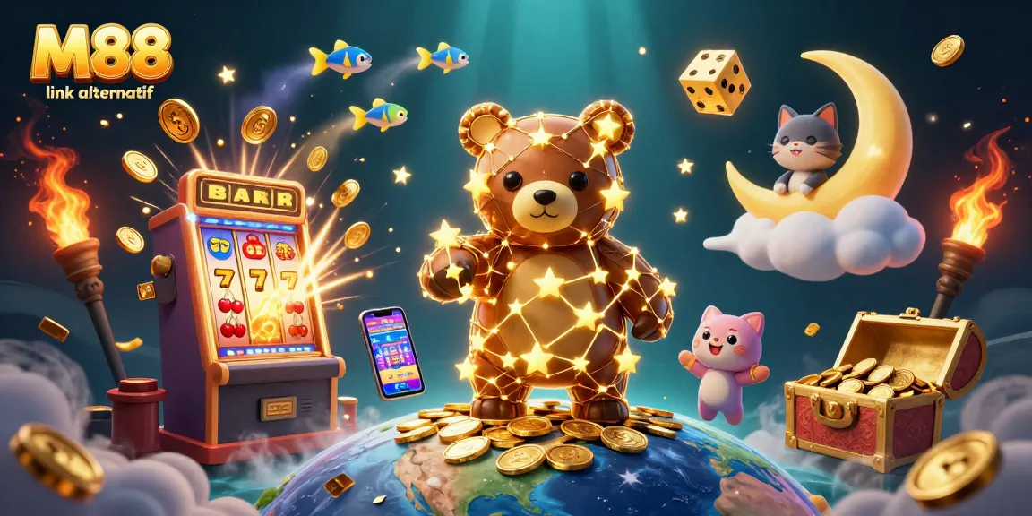 Engage with M88 link alternatif for thrilling online casino action featuring vibrant 3D characters and game elements.