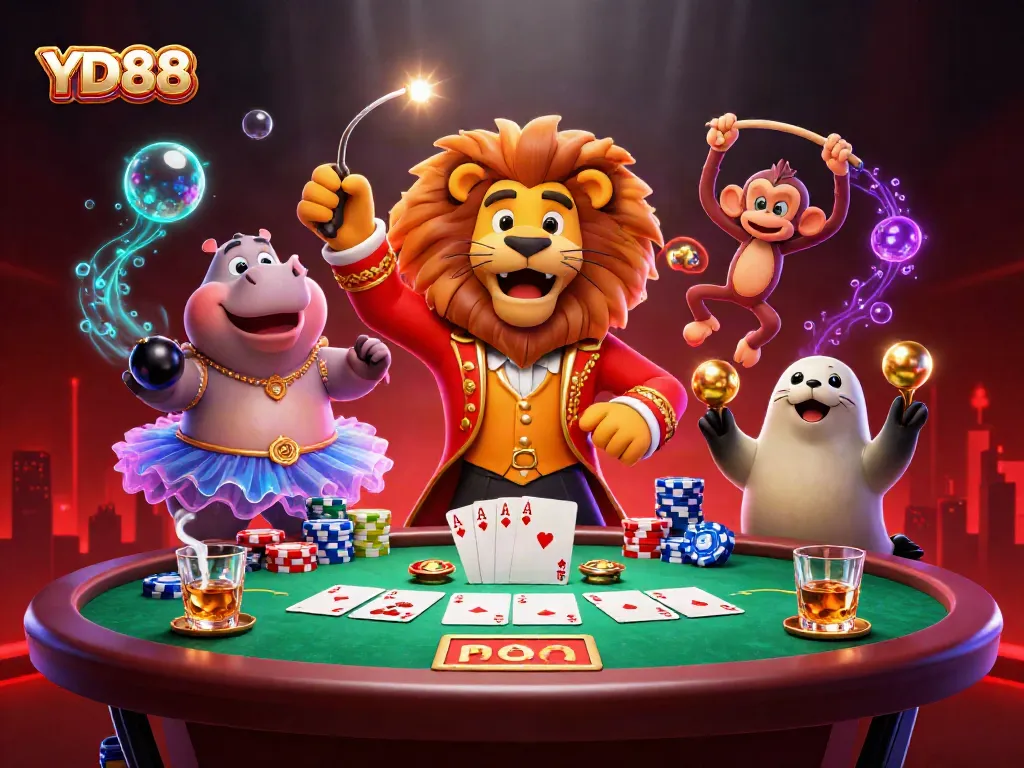Engage with thrilling gameplay at YD88 with a vibrant scene of casino characters and tables.