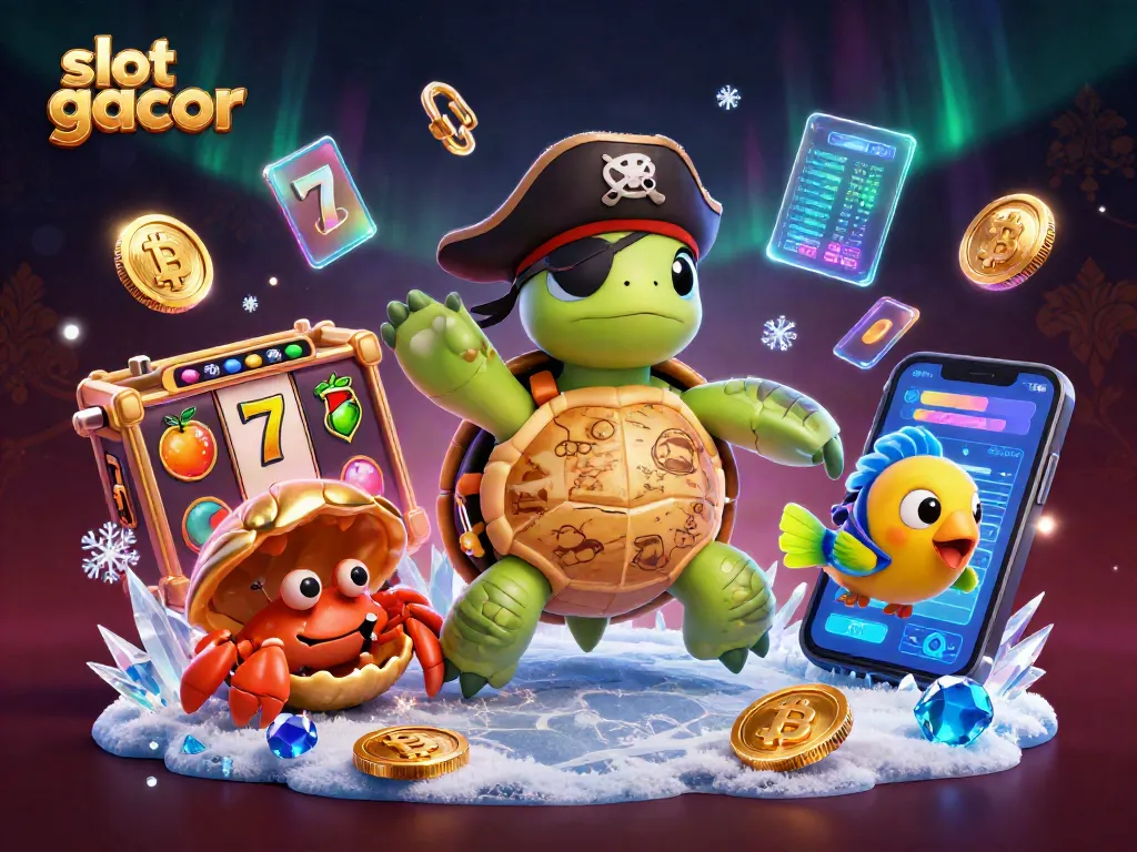 Play engaging slot gacor games with an exciting 3D illustration of vibrant casino elements.