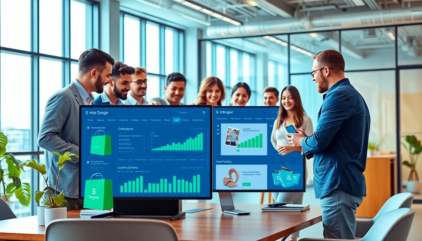 Showcasing a diverse team working in a modern office, representing a Premium Shopify agency.