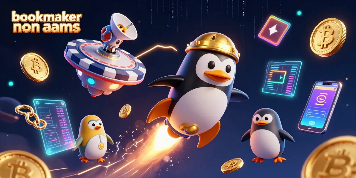 Scopri il mondo dei bookmaker non AAMS mentre il pinguino d'oro vola tra monete e emozionanti opportunità di vincita.