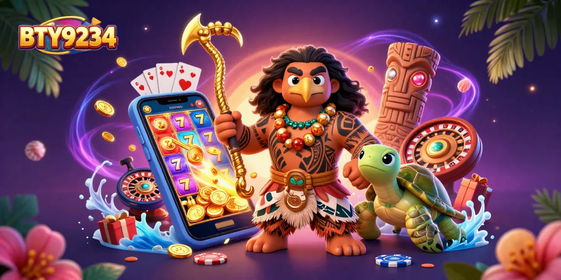 Engage with BTY9234's vibrant gambling world featuring 3D characters and dynamic slot game elements.