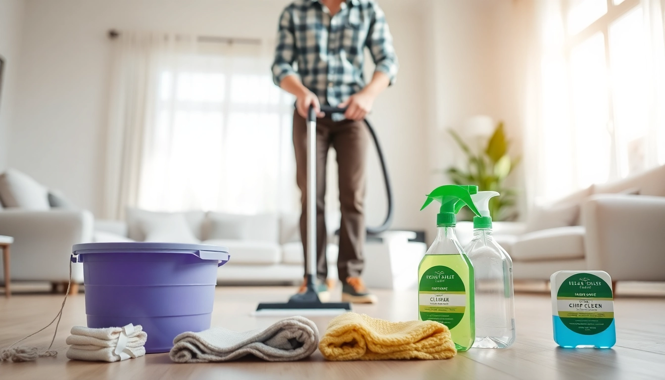 Bond cleaning in action, showcasing a cleaner effectively purifying a spacious room.