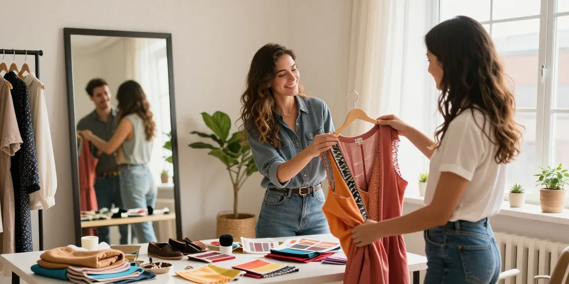 Consulenza d'immagine con personal stylist in un ambiente accogliente e luminoso.