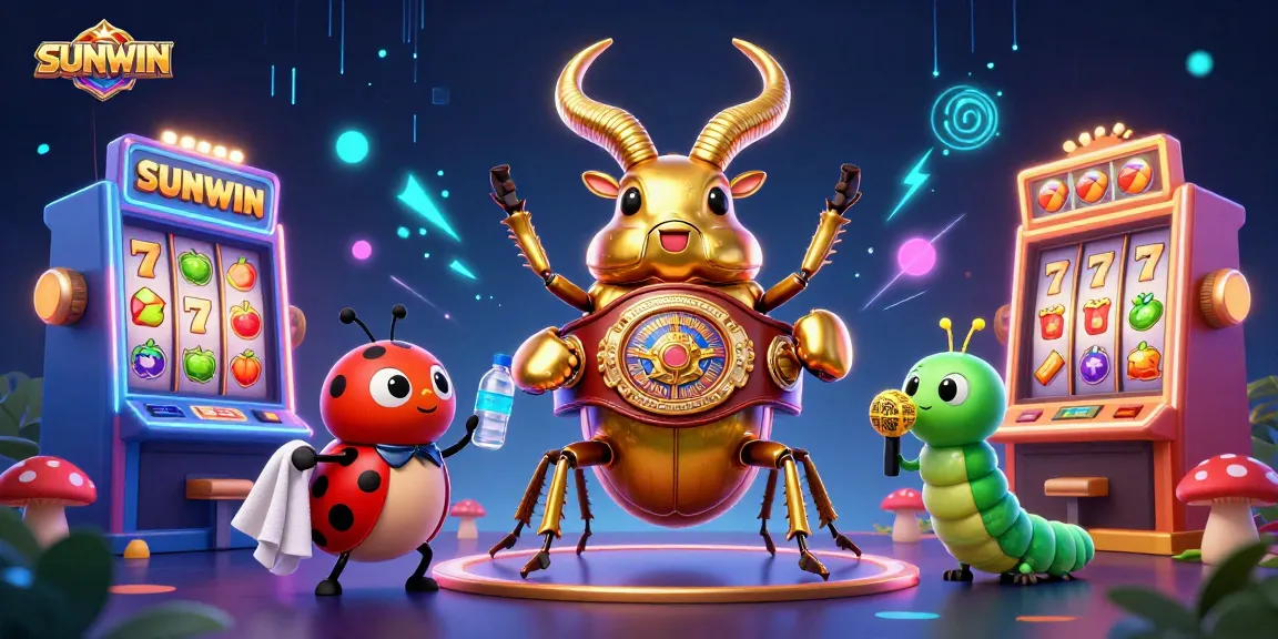 SUNWIN elevates your gambling experience with vibrant slot machines and lively characters in a dynamic casino scene.