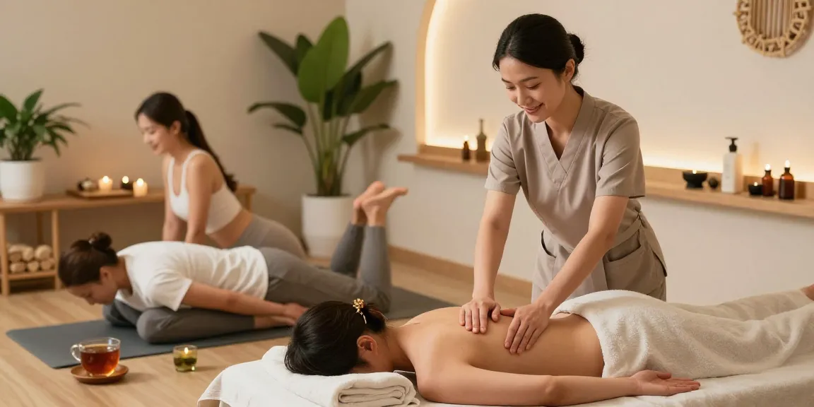 Rejuvenating wellness scene showcasing soothing 오피사이트 massage and relaxation practices.