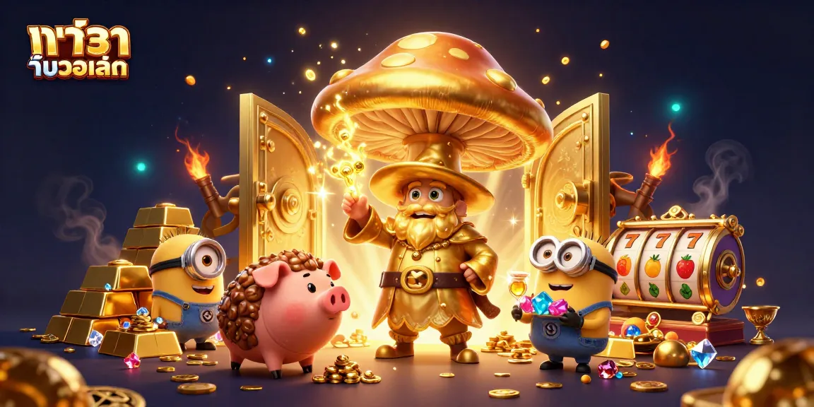 Engage in thrilling gameplay with บาคาร่ารับวอเลท as the magical wizard conjures treasures in a vibrant casino scene.