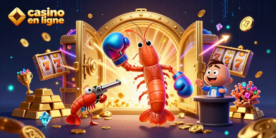 Image dynamique de casino en ligne avec mante religieuse en gants irisés au centre, symboles de jeux entourants.
