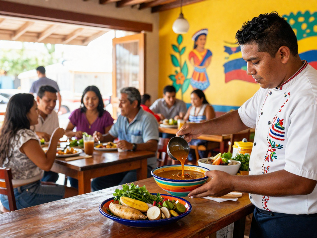 Enjoy the best sancocho colombiano near me, served in a lively restaurant atmosphere with authentic ingredients.