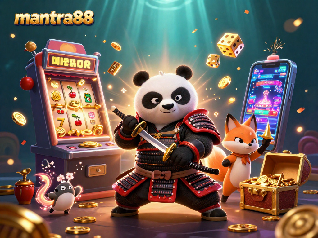 Experience thrilling gameplay with mantra88 in this vibrant casino illustration featuring dynamic characters.