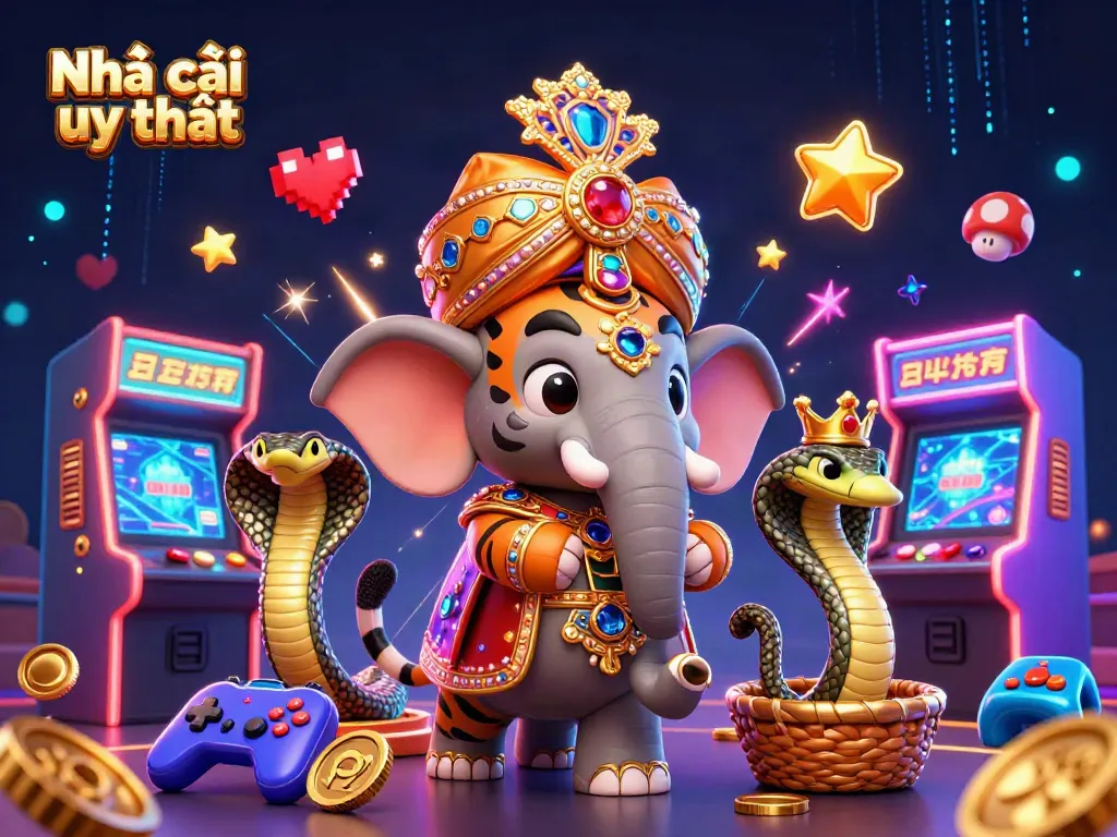 Engage in thrilling bets with Nhà cái uy tín featuring a 3D cartoon maharaja on a jewel elephant.
