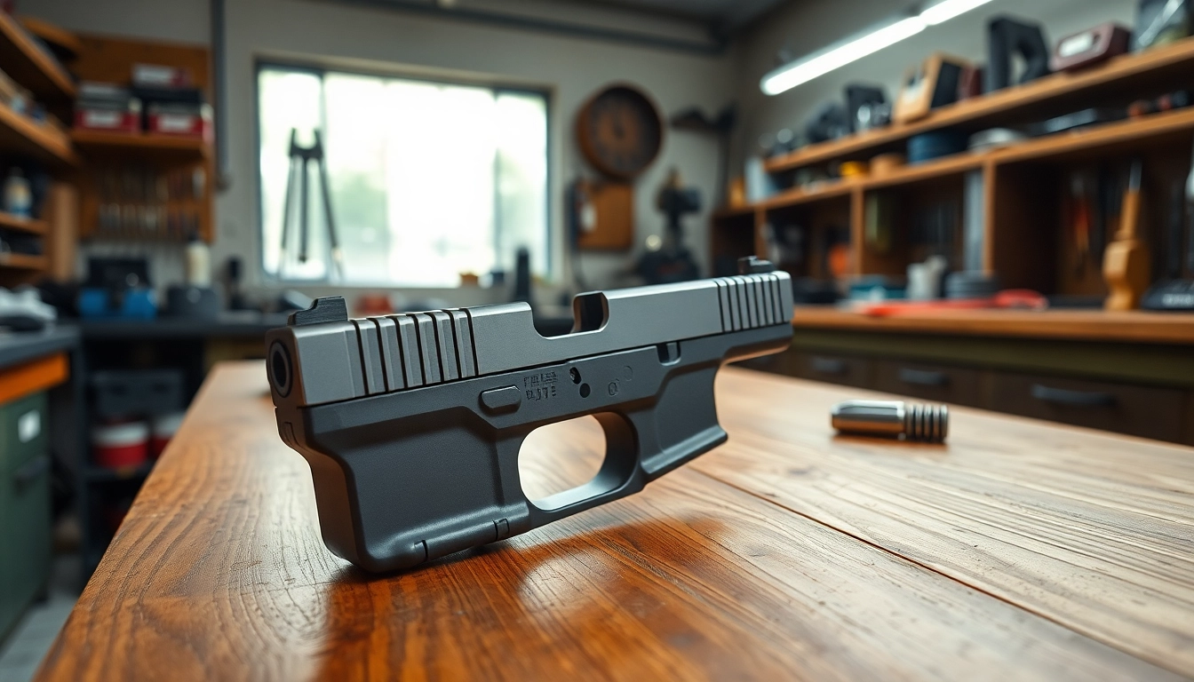 Inspecting the glock 17 slide oem showcasing its sleek design and quality craftsmanship.