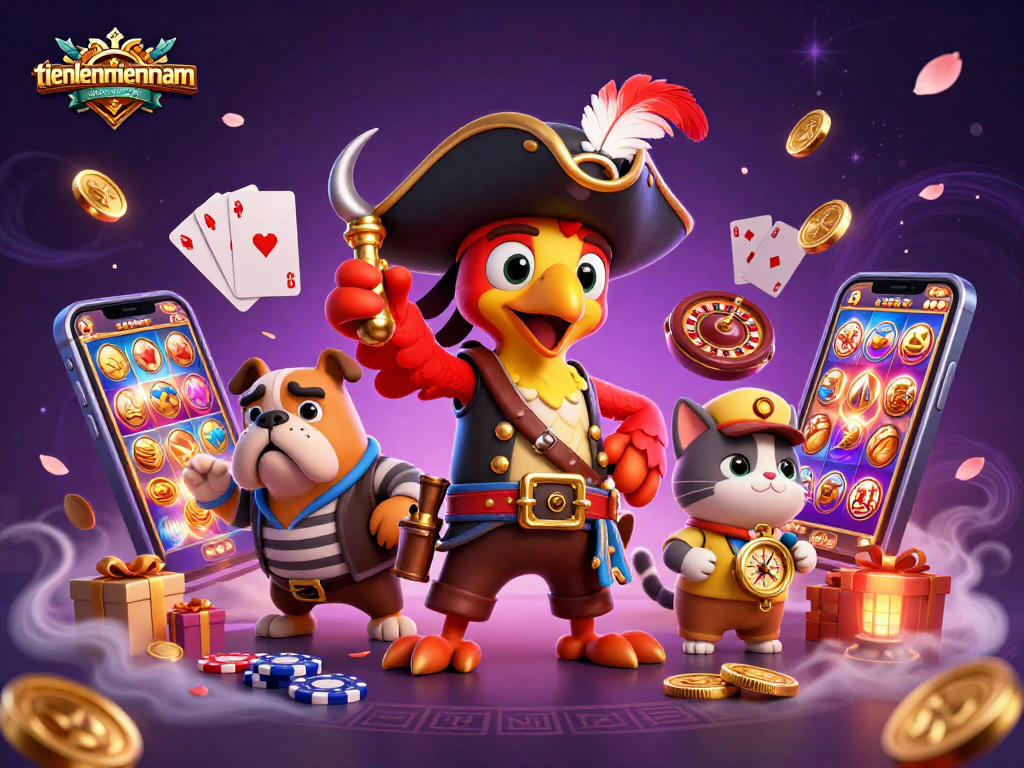 Experience thrilling gameplay with tienlenmiennam featuring a vibrant 3D casino scene full of exciting elements.
