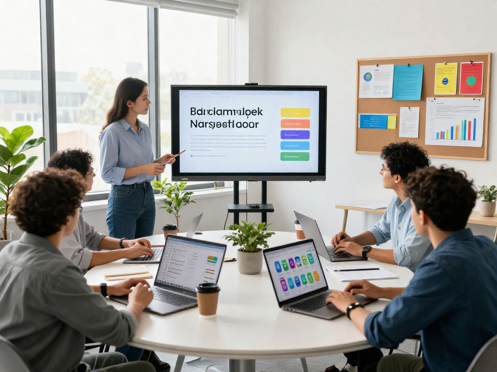 Buy android installs with a marketing team collaborating in a vibrant office, emphasizing app growth and user engagement.