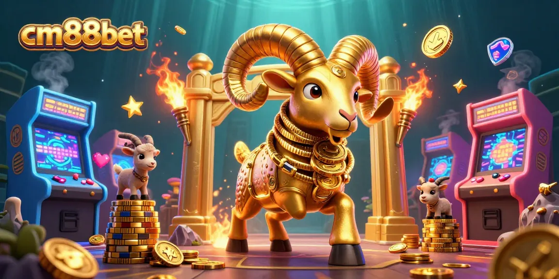 Experience thrilling gameplay with cm88bet's vibrant casino atmosphere and golden ram illustration