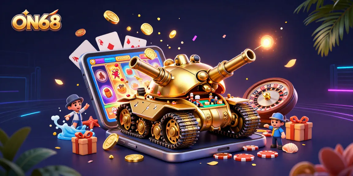 Experience the fun at ON68 with a vibrant digital casino scene bursting with excitement.