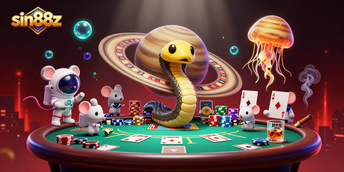 Experience thrilling bets with sin88z in an ultra-detailed 3D casino illustration.