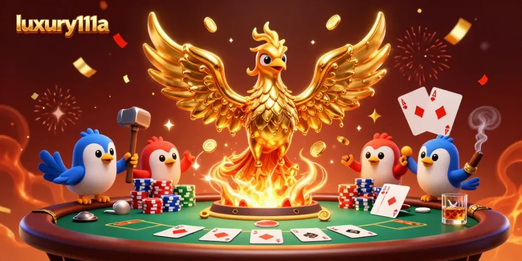Experience winning moments at luxury111a with a molten golden phoenix and dynamic casino gameplay elements.