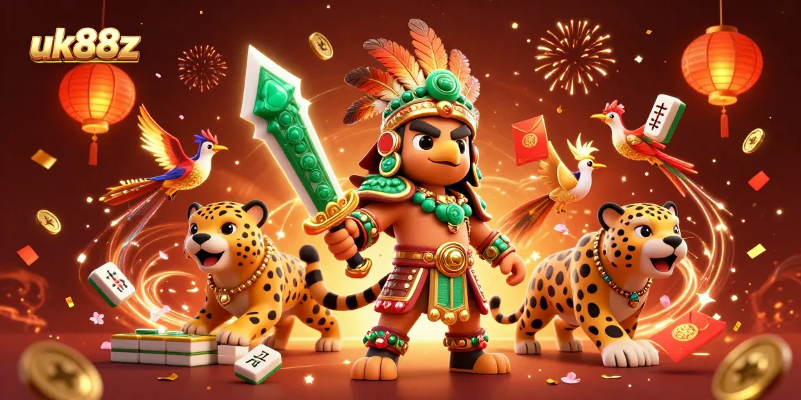 Engage with uk88z gaming excitement through colorful Aztec warriors in a casino setting.